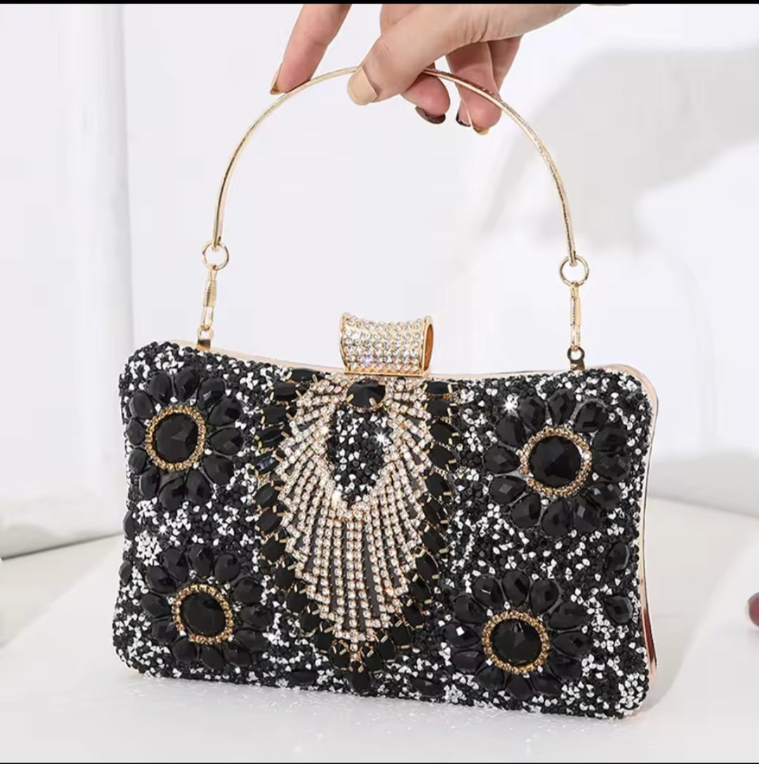 Borsa a tracolla con strass in vari colori