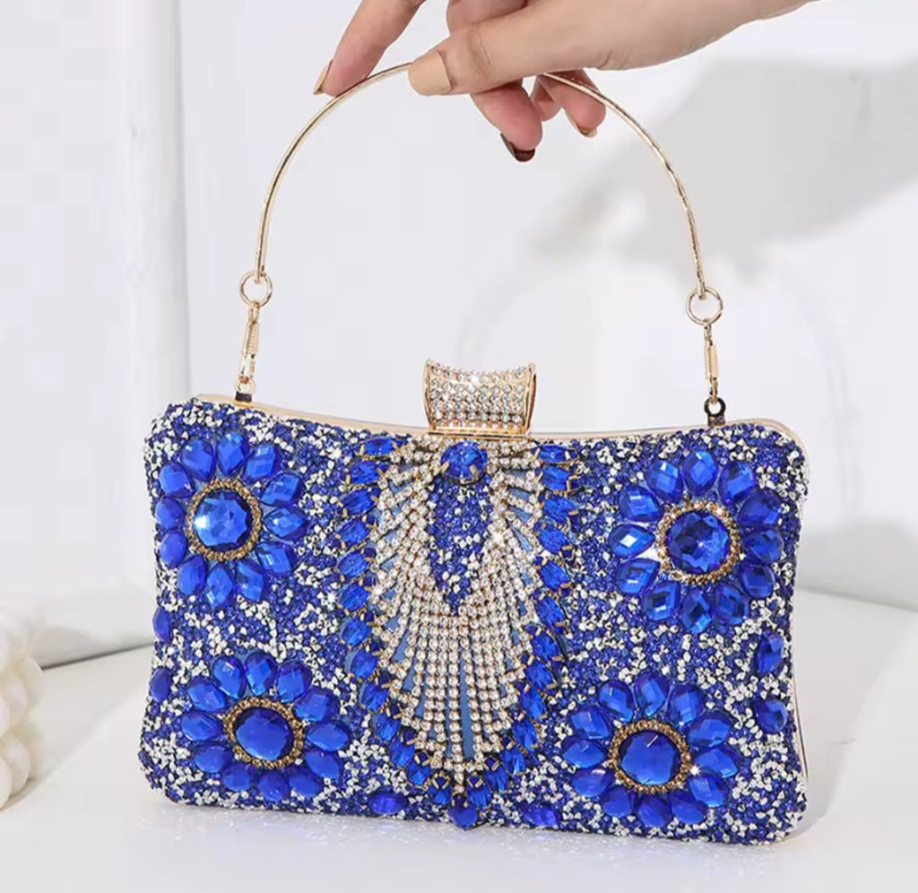 Borsa a tracolla con strass in vari colori