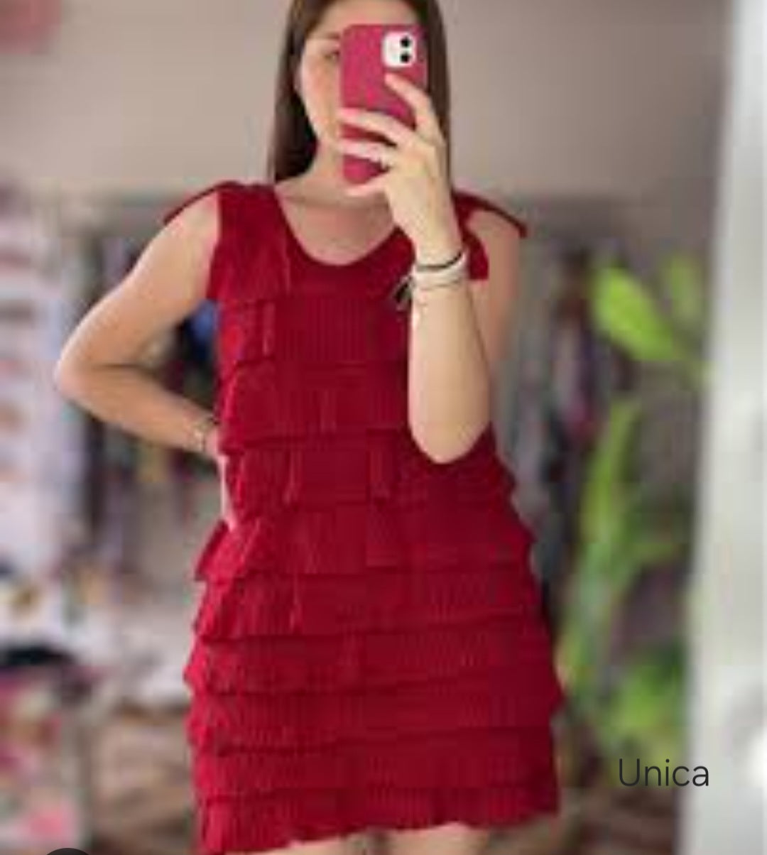 Vestito rosso con Frange